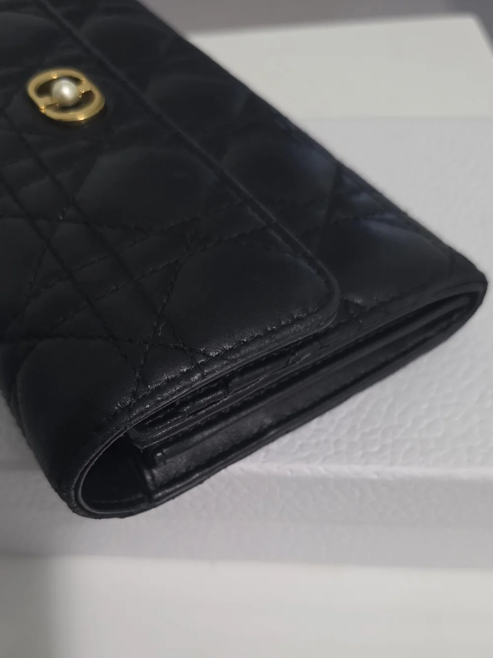 Dior Black Quilted Leather Wallet with Gold-Tone Hardware